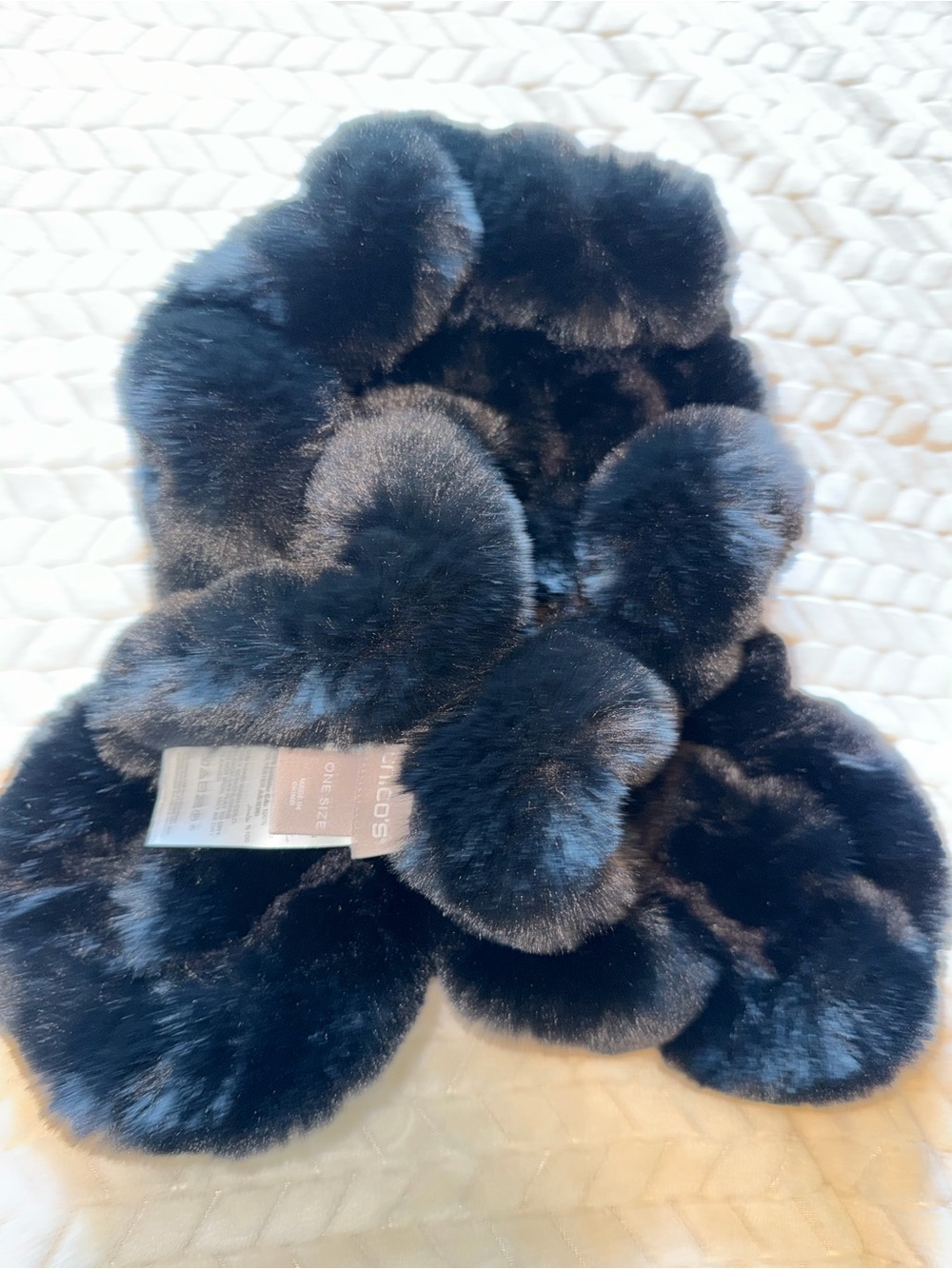 Chico’s Faux Fur Black Scarf One Size